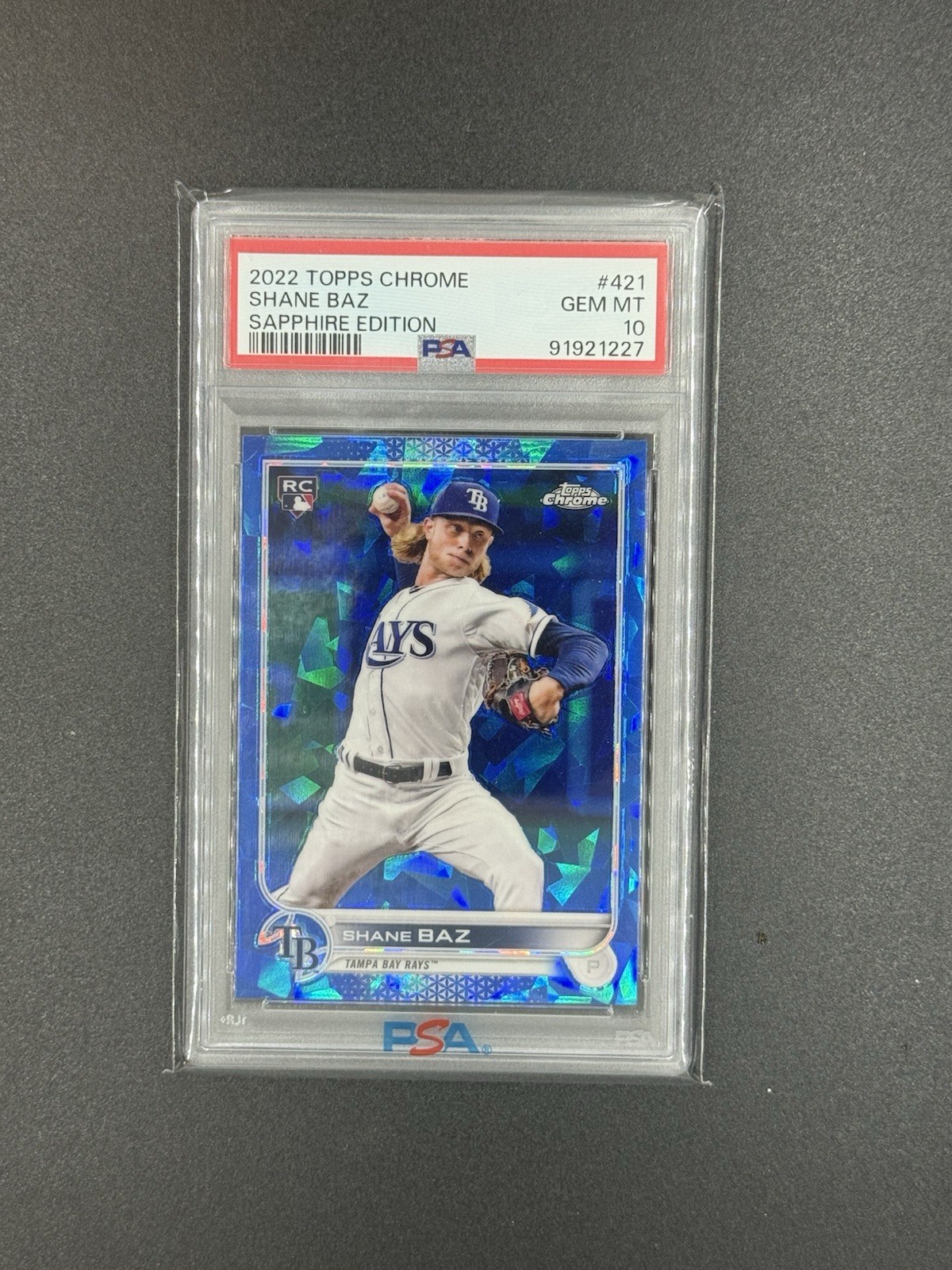 2022 Topps Chrome Sapphire Edition Shane Baz 421 RC PSA 10