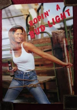 Sexy Girl Beer Poster ~ Budweiser Bud Light, Denim Jeams and Rope, Ropin' a Bud