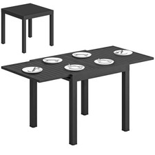 Outsunny Tavolo da Pranzo Estensibile in Alluminio, 80-160 cm, Nero
