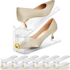 6 Pack Shoe Slots Organizer for Closet, Adjustable Shoe Stackers for a Pair of S