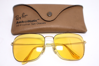 Vintage B&L Ray-Ban Shooter Sunglasses Ambermatic Gold 58-16