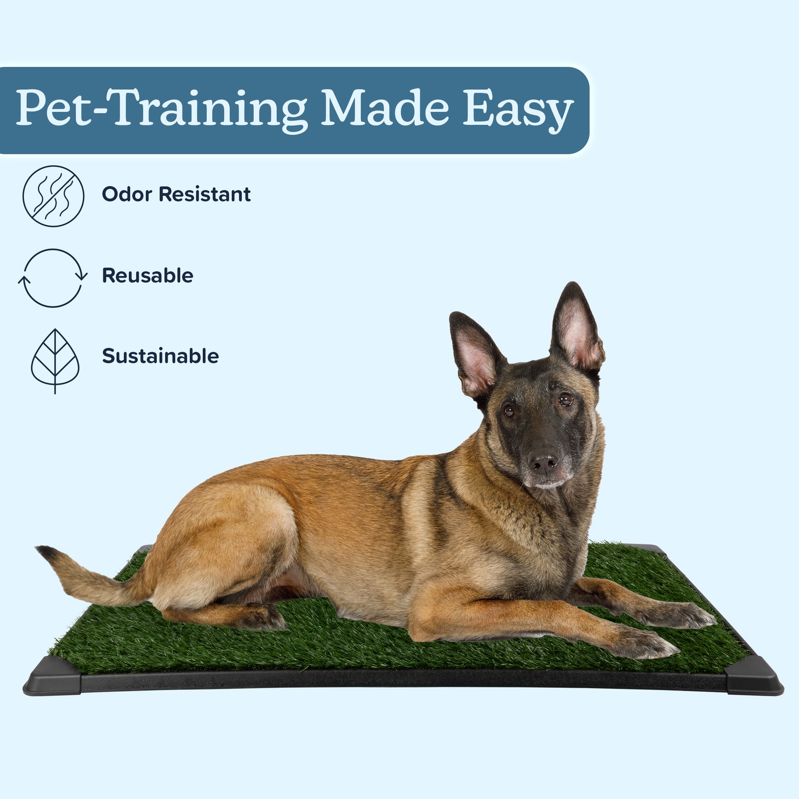 4-Layer Dog Grass Pad with Tray 35.5x23.5in Reusable Pee Pads for Dogs