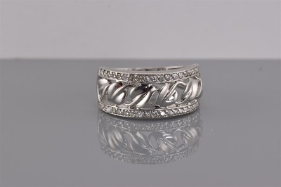 Ross Simons Sterling Silver Cubic Zirconia Ivy Vine Leaf Band Ring 925 Sz: 10