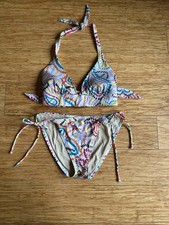 Victoria's Secret Y2k Paisley Bikini Set Women Size M/L Semi Push Up Bra 90s
