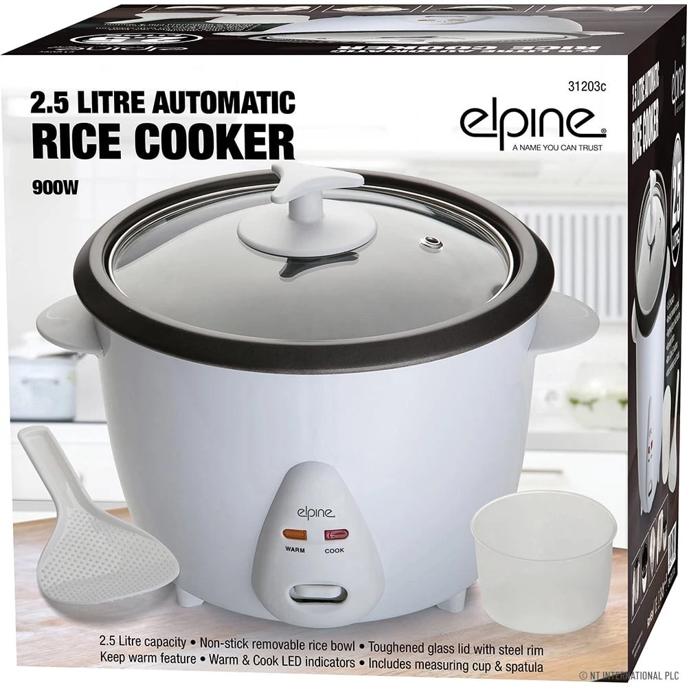 2.5L NON STICK AUTOMATIC ELECTRIC RICE COOKER POT WARMER Steam COOK 900w Cup New