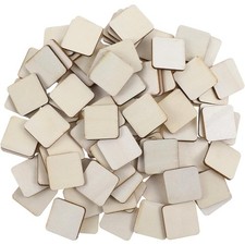 100pcs Unfinished 1x1 Inch Wood Squares, Natural Wooden Cutouts for Crafts DIY