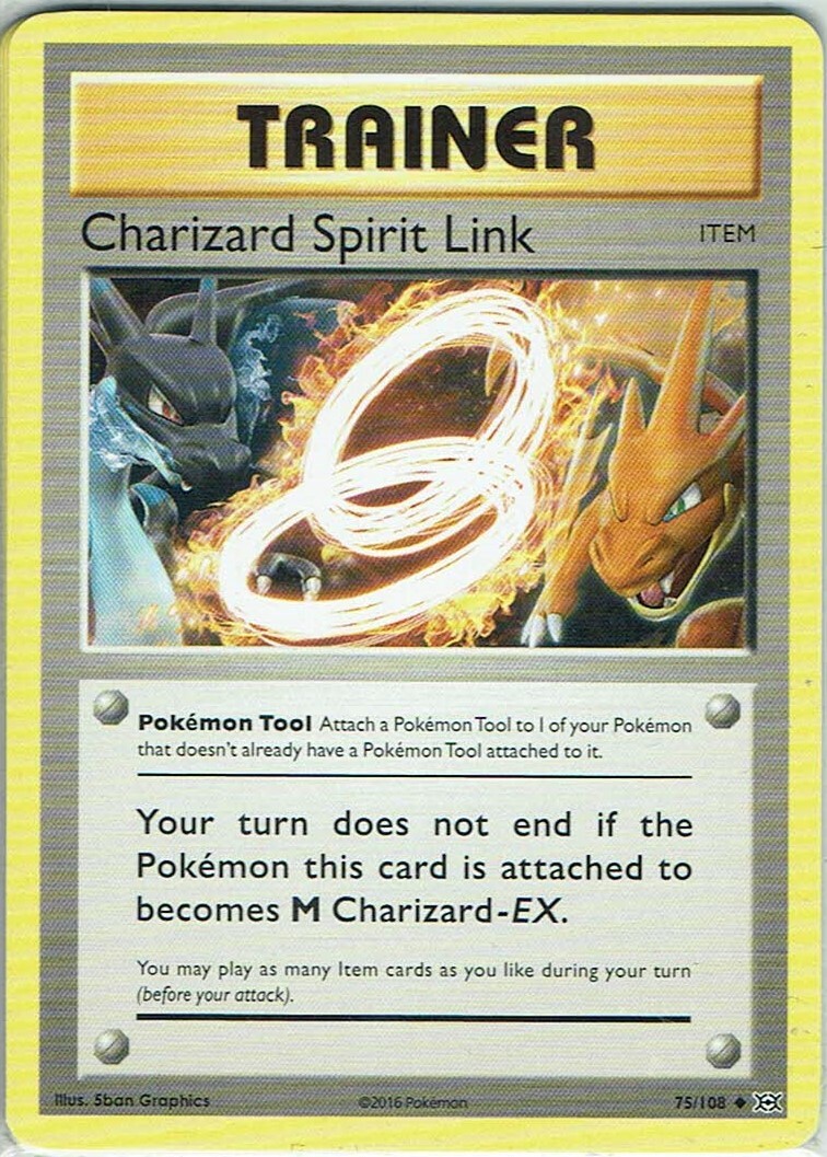 Carta Pokémon TCG XY Evolución Nr. 75/108 Charizard Spirit Link Inglés