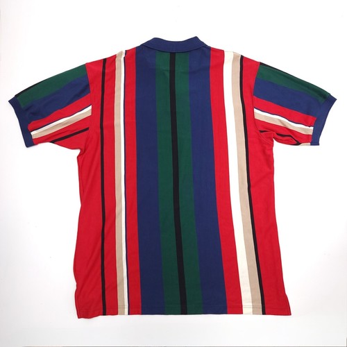 Vintage Pendleton Polo Mens XL Multicolor Stripped Short Sleeve Shirt Red Blue - Picture 3 of 5