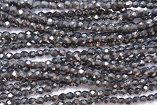 Czech Fire Polished 3mm round faceted glass beads - Hematite
