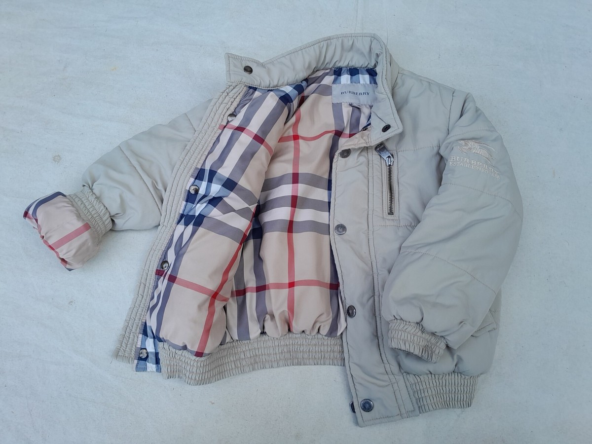 Burberry London Puffer Jacket Boys 6yr Cream Nova Check