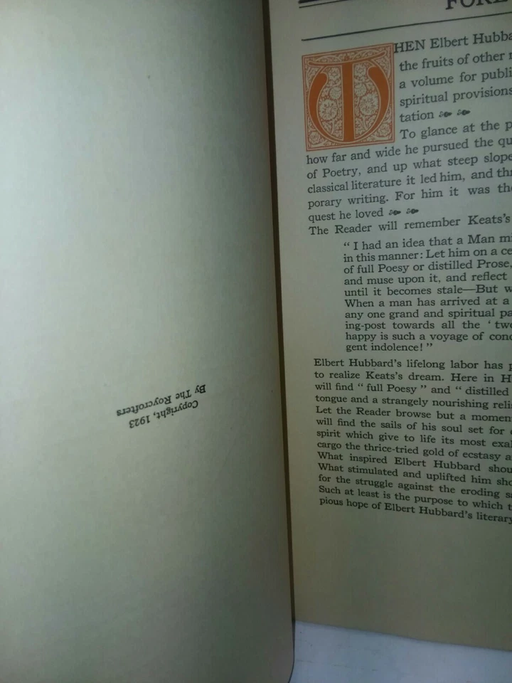 Elbert Hubbard's Scrap Book The Roycrafters NY 1923 upside down copyright  - Image 3 of 4