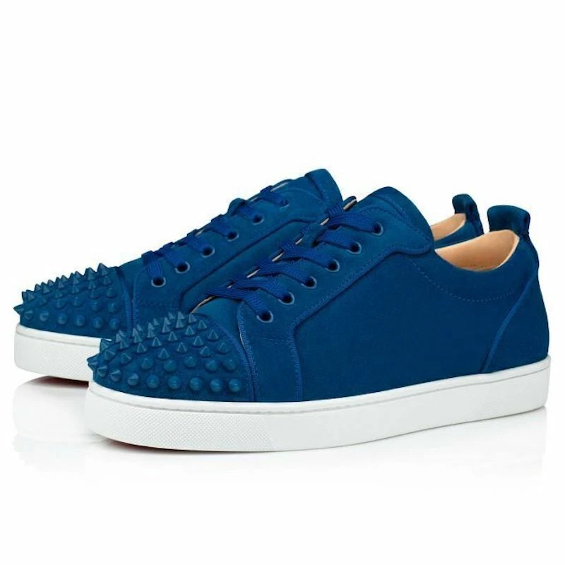 Christian Louboutin Louis Junior Spikes Cap-toe Suede Sneakers In