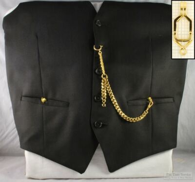 Albert pocket watch chain w/ open-style belt clip; various finish options