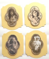 Victorian Girls Flowers Hats Dimensional Card Front Scrapbook Embellishment 216