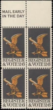 Scott # 1344 - Register & Vote - Mail Early Block Of 4 - MNH - 1968