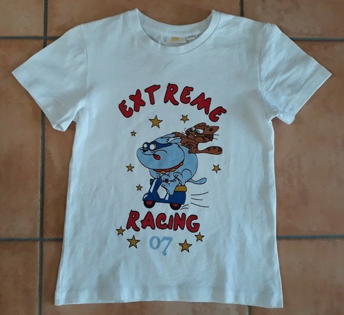NKD KIDS T-Shirt Gr. 110 / 116 weiß **Extrem Racing* Hund Katze Shirt -SEHR GUT-