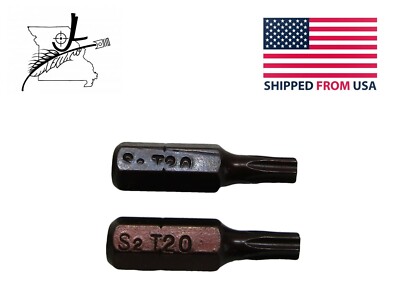 2x T20 Torx Security 25mm 1/4'' Hex Shank Screwdriver Bit Hardened 1'' Replacement
