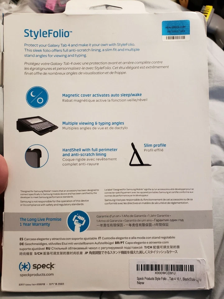 Speck Style Folio Black Case for Samsung Galaxy Tab 4 10.1 Auto Sleep/Wake - Image 4 of 4