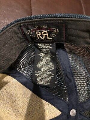 RRL RALPH LAUREN Indigo Denim Trucker Cap Double RL mesh hat RRL RALPH LAUREN Indigo Denim Trucker Cap Double RL mesh hat