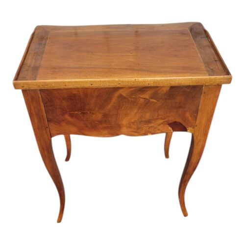 Antique 1920s French Country Walnut Side Table Nightstand with Drawer - Picture 6 of 8