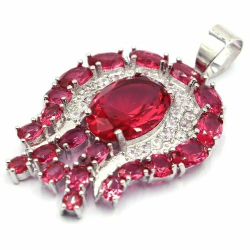 Beautiful Silver Pendant Rhodonite Raspberry Color And Cubic Zirconia ...