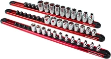 Michaelpro 3-Piece Aluminum Socket Organizer Rail Set- 1/4-Inch, 3/8-Inch