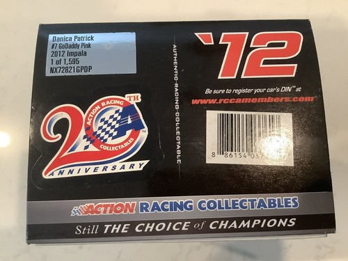 DANICA PATRICK AUTOGRAPHED 2012 CHEVY IMPALA GODADDY.COM PINK DIECAST & CARD - Picture 4 of 16