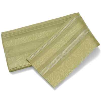 Half-width Obi Gauze Kenjo pattern Stripes Khaki green Matcha Reversible