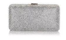 Sondra Roberts Rhinestone Box Clutch Silver