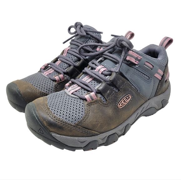 Keen Steens Vent Scarpa Impermeabile Stringate Scarpe da Escursionismo Grigio Marrone Taglia 6