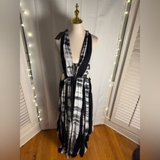 Fashion Nova Black and White Backless Halter Dress