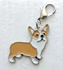 Tan and White Corgi Dog Pup Bag Purse Charm Dangle Zipper Pull Jewelry