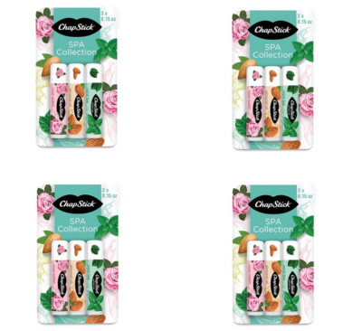 CHAPSTICK SPA COLLECTION LIP BALM PACK, ROSE WATER/ALMOND OIL/MINT TEA - 4 PACK