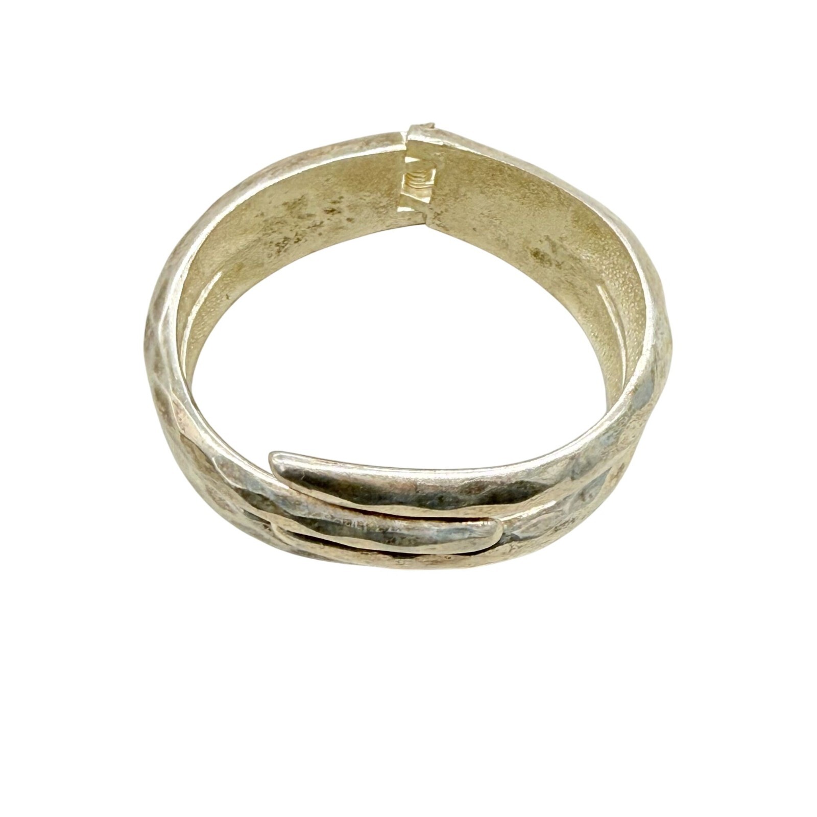 Vintage Hammered Hinged Cuff Claw Bangle Bracelet… - image 3