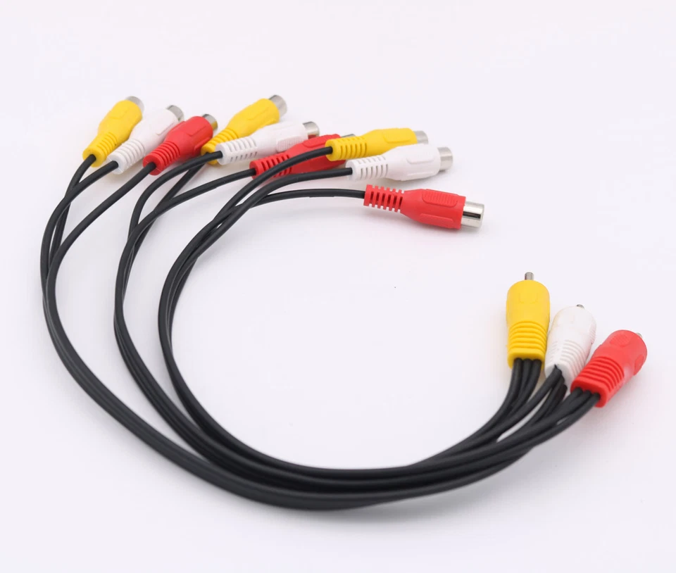 3 RCA Male Jack to 9 RCA Female Plug Splitter Audio DVD Video AV Adapter Cable - Image 3 of 4