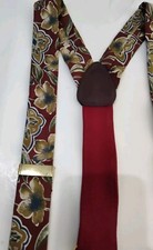 Men's Suspenders Floral Burgundy Y Back Clip Adjustable