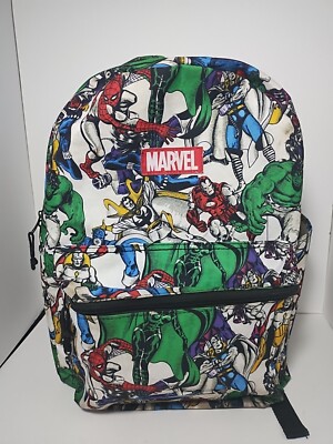 Marvel Comics Avengers Backpack Book Bag 16  Hulk Iron Man Spider Man Thor 