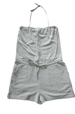H&M Vintage Bandeau Short Overall Jumpsuit Damen XS 34 hm Stand Beach grau grey