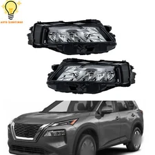 Headlights Left+Right Side For Nissan Rogue 2021-2023 Black Trim Full LED Lamps