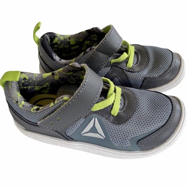 Shoes Gray Mesh Green Lace Hook Loop 