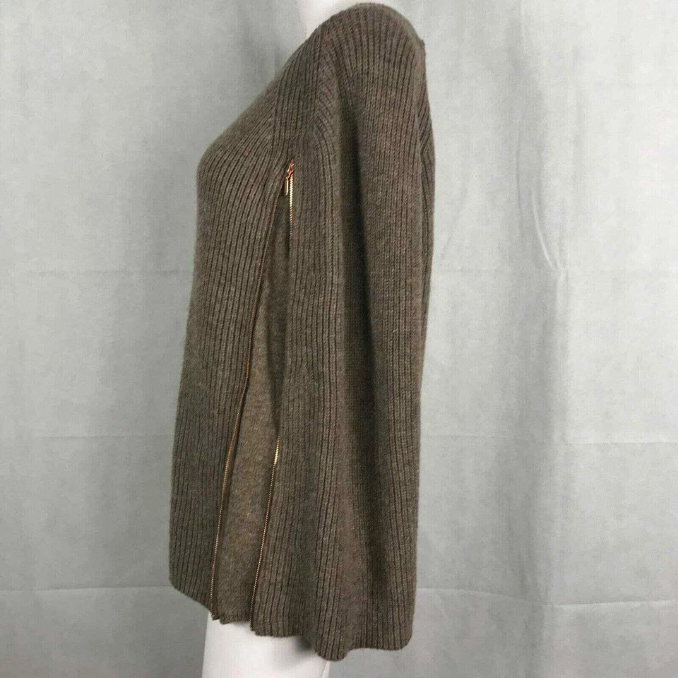 Женский свитер пончо Gibson Latimer маленький коричневый шерстяная смесь на молнии сбоку - Изображение 3 из 4