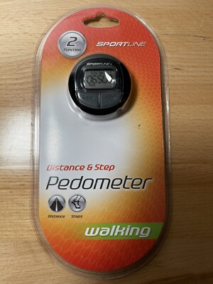 SportLine Black Pedometer 2 Function Distance And Step Goal Track BRAND NEW