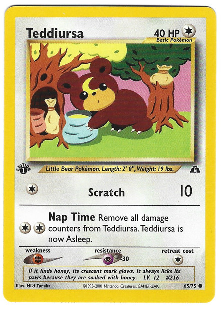 Pokemon Teddiursa 65/75 - Neo Discovery 1st Edition