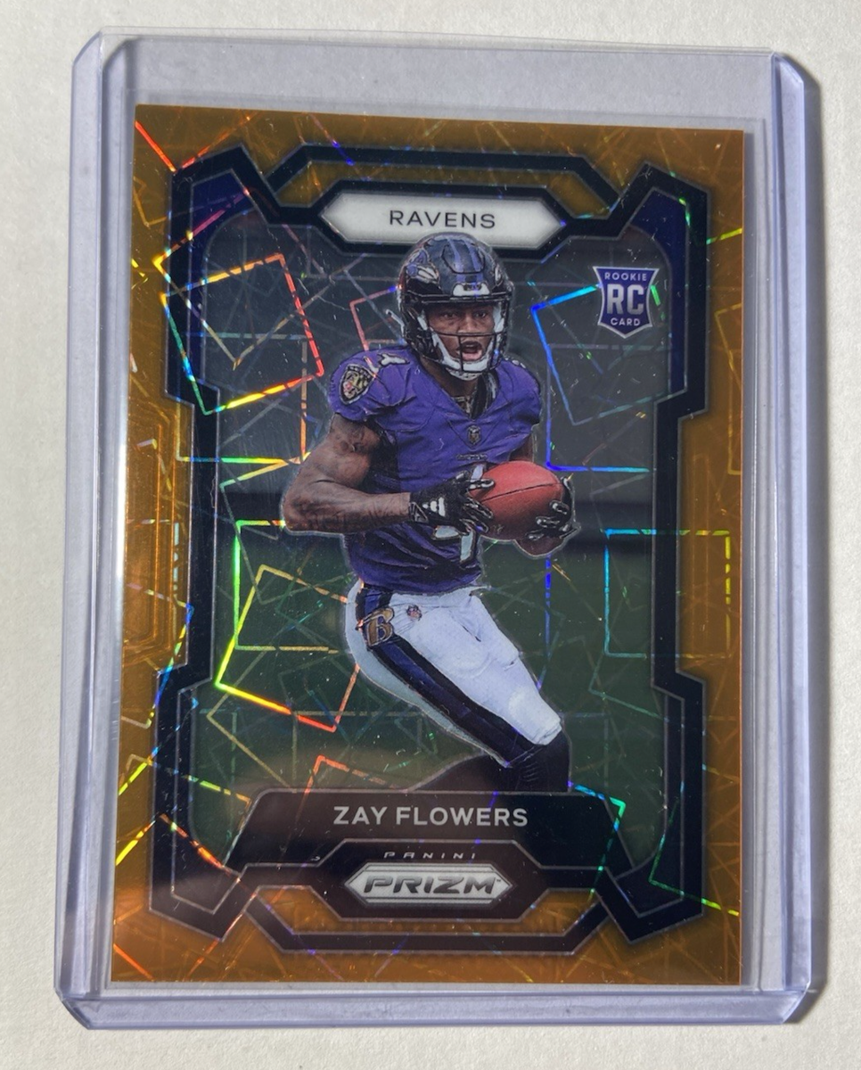 Zay Flowers 2023 Panini Prizm Orange Lazer Prizm Rookie Card #307