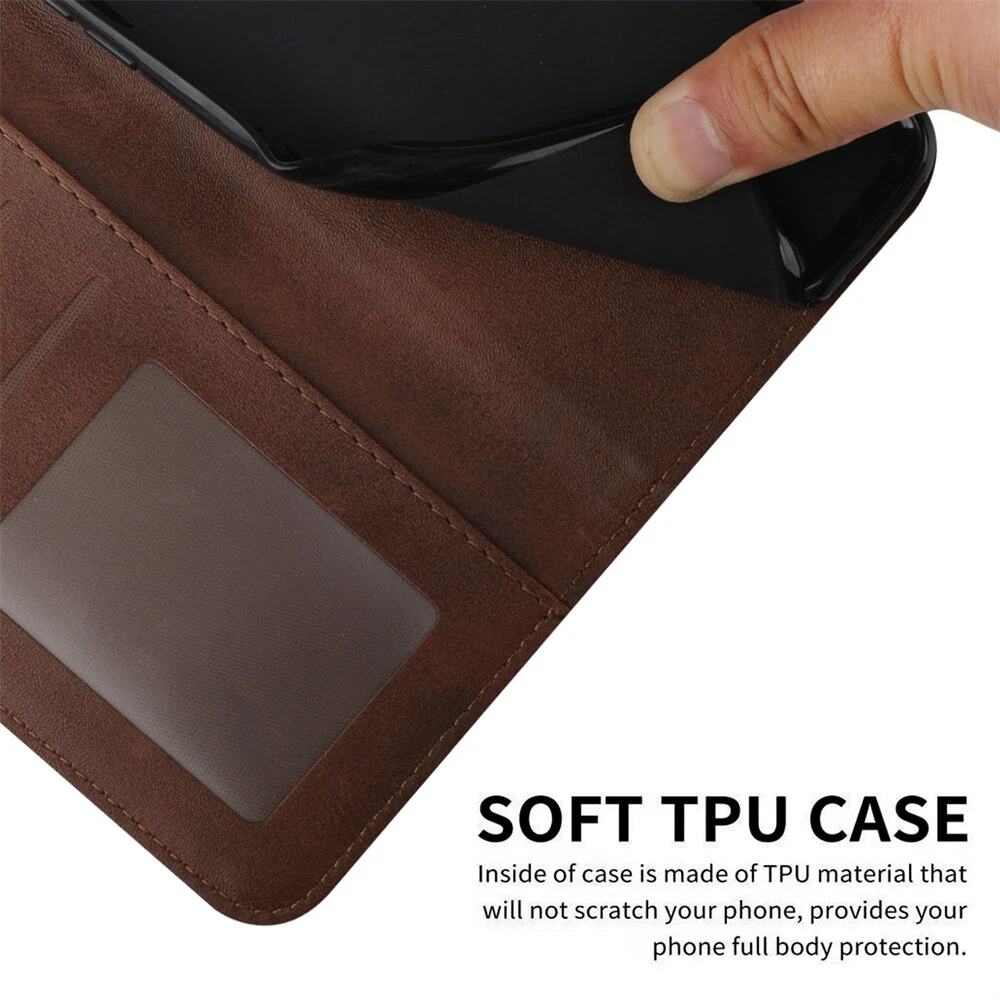 Premium Leather Flip Wallet Shockproof Case for iPhone 15 Pro Max 14 13 XR 7 with Full Protection