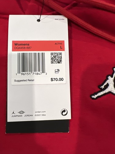 Sudadera con capucha suéter polar Jordan Essentials Brooklyn para mujer talla L roja DQ4458-687 NUEVA CON ETIQUETAS - Imagen 2 de 10