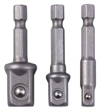 Socket Adapter Drill BIts Set Hex Shank 1/4" 3/8" 1/2" 3Pcs Impact Driver Tools