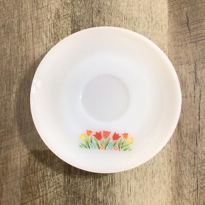 Vintage Anchor Hocking Tulip Fire King Milk Glass Flower Saucer
