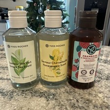 Yves Rocher Shower Gel, Green Tea, Honeysuckle  Raspberry  Peppermint Lot Of 3