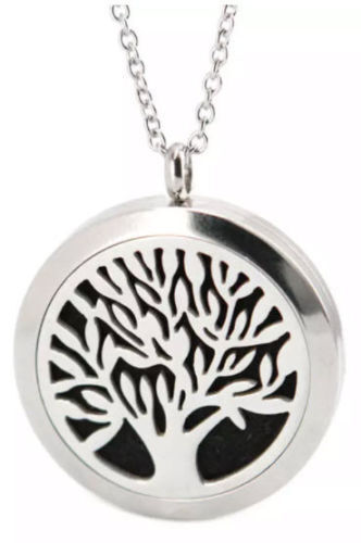 NUEVO Collar Difusor de Acero Inoxidable Árbol de la Vida Aceite Esencial - Imagen 2 de 5